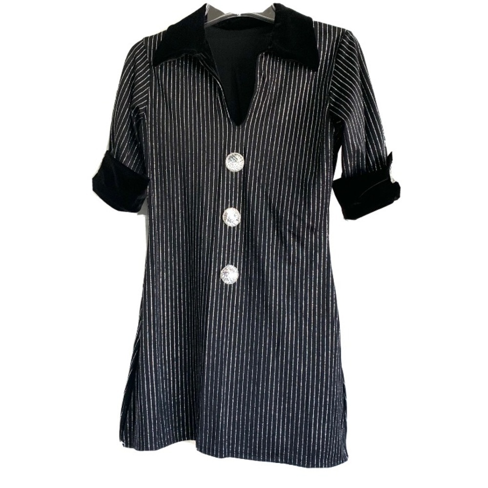 Georgie Girl Pin Stripe Black Dress Dance Costume size Medium Adult